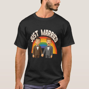 Camiseta Pareja gay se casó con Boda del Orgullo LGBT arcoi