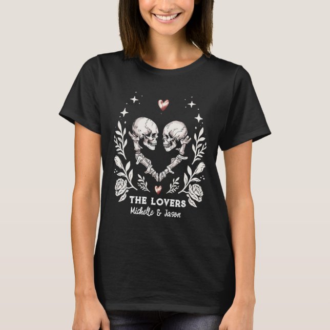 Camiseta Pareja gótica de esqueletos amantes de la muerte p (Anverso)