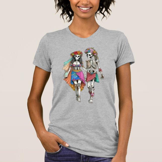 Camiseta Pareja Hippie Skeleton (Anverso)