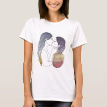 Pareja lesbiana enamorada arte de línea minimalist