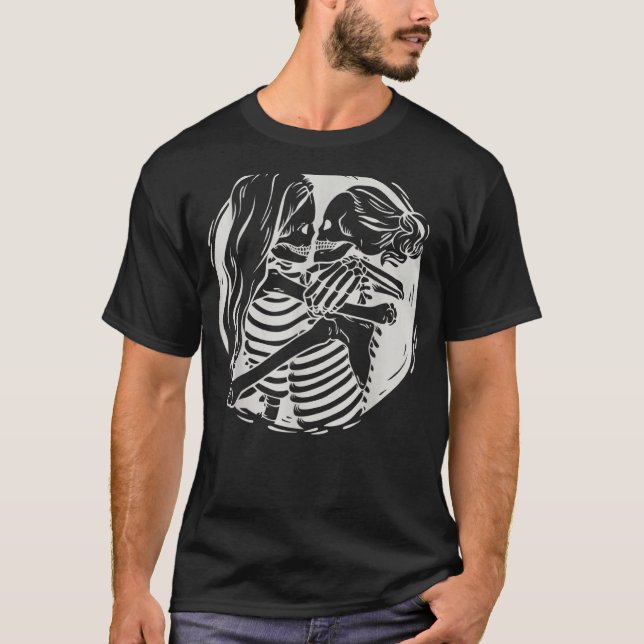 Camiseta Pareja lesbiana Lgbtq Orgullo Skeletons Besar Vale (Anverso)