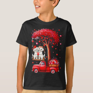 Camiseta Pareja Malteses Corazones De San Valentín Árbol Ca