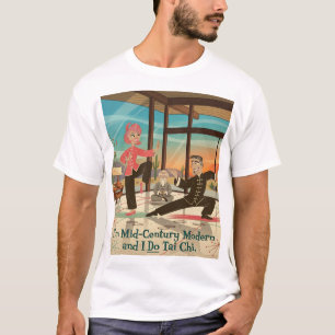 Camiseta Pareja moderna de mediados de siglo haciendo tai c