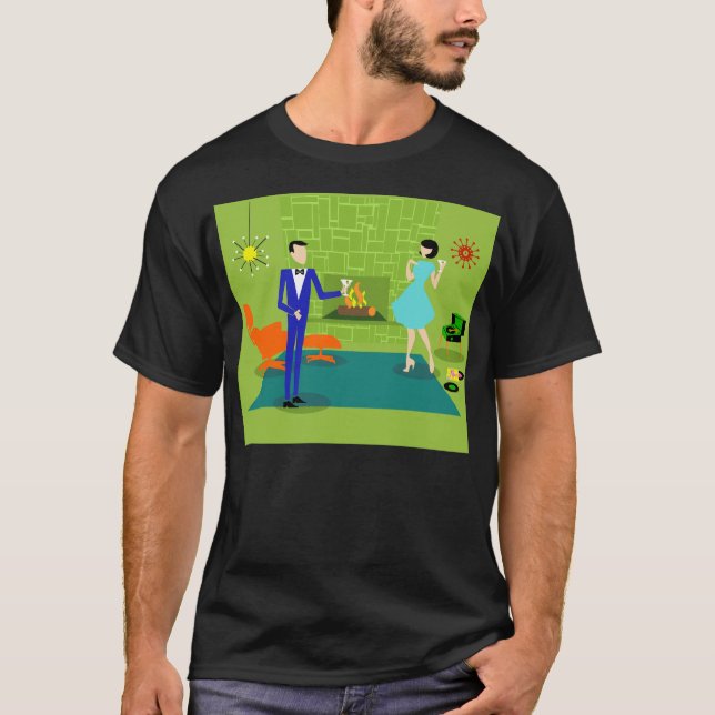 Camiseta Pareja Moderna De Mediados Del Siglo (Anverso)