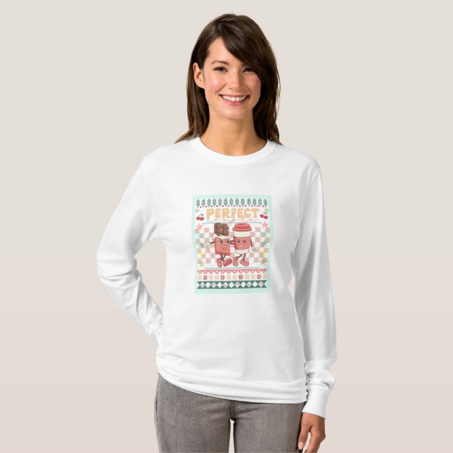 Camiseta Pareja perfecta chocolate y café Valentine Funny (Anverso completo)
