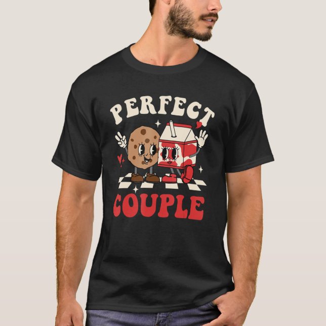 Camiseta Pareja perfecta Cookie Milk Groovy Retro Valentine (Anverso)