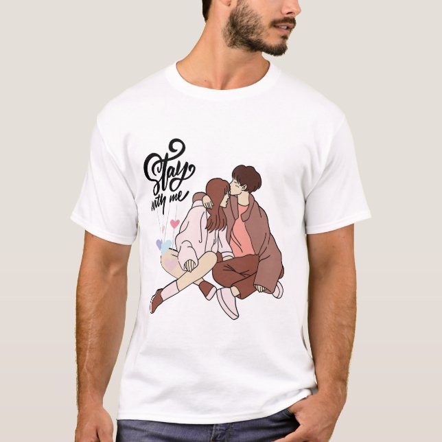 Camiseta pareja. quédate conmigo. (Anverso)