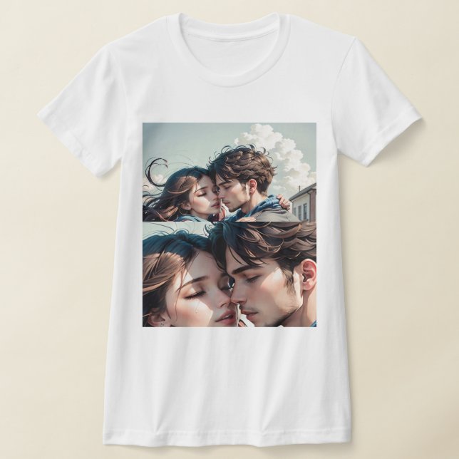 Camiseta Pareja romántica besándose en la carretera (Distribución)