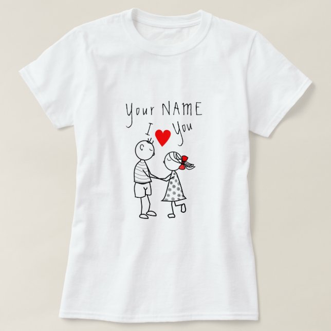 Camiseta Pareja T-Shirt Nombre personalizado con texto - Te (Diseño del anverso)