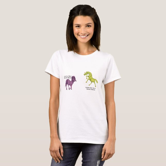 Camiseta Pareja unicornio de cuerno metalizado - Estilo y c (Anverso completo)