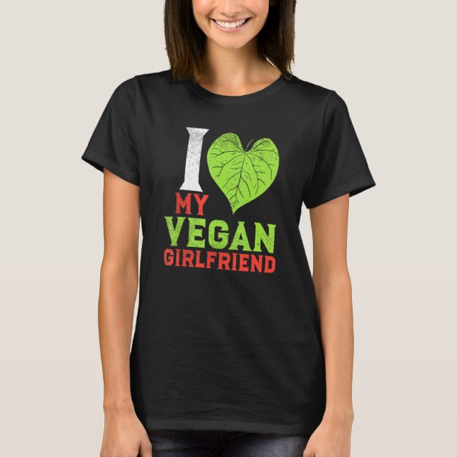 Camiseta Pareja Vegan Basada En Plantas Me Encanta Mi Vegan (Anverso)