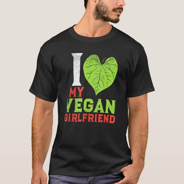 Camiseta Pareja Vegan Basada En Plantas Me Encanta Mi Vegan (Anverso)