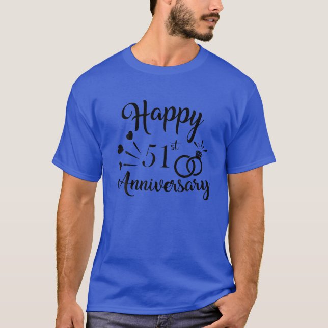 Camiseta Parejas 51 Aniversario Presente Guay Feliz 51 A (Anverso)