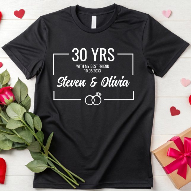 Camiseta Parejas Bodas personalizadas 20° trigésimo anivers (Subido por el creador)