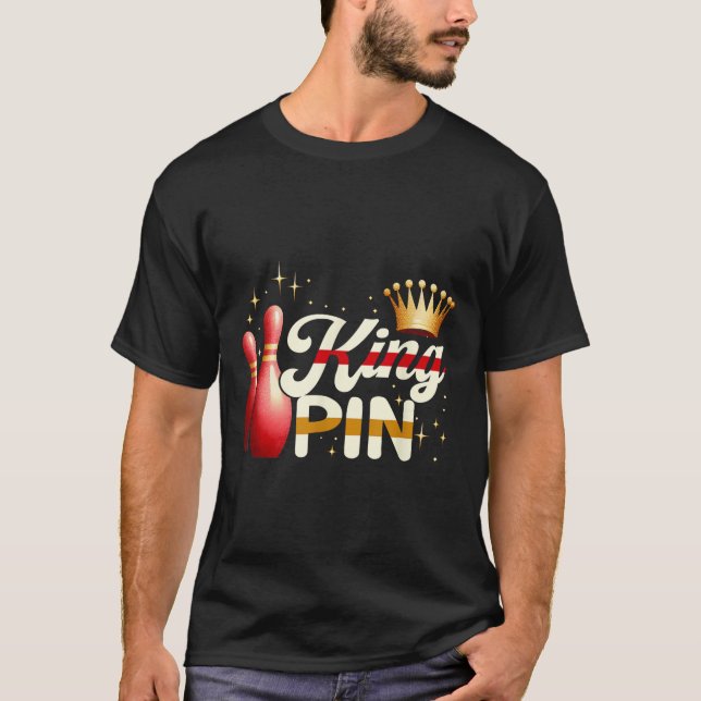 Camiseta Parejas Bowler League Bowler King Pin Wearing Cro (Anverso)