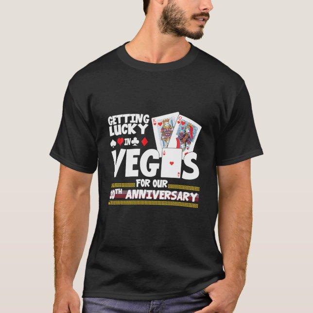 Camiseta Parejas Casadas 10 Años Vegas 10.ª Annive Boda (Anverso)
