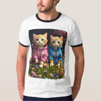 Camiseta Parejas de gato en novias: Diseño de amor floral