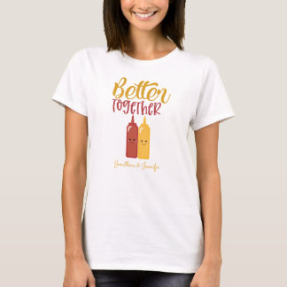 Camiseta Parejas de Ketchup con mostaza de mostaza de mujer
