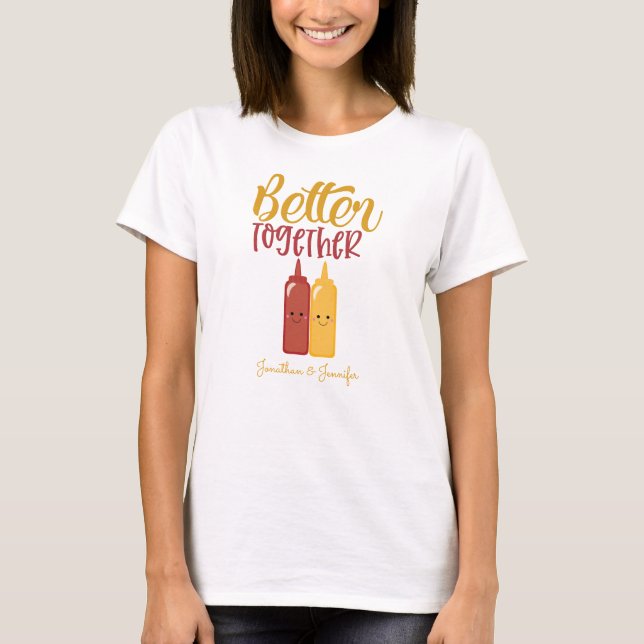 Camiseta Parejas de Ketchup con mostaza de mostaza de mujer (Anverso)
