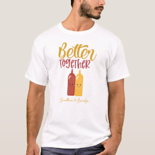 Camiseta Parejas de Ketchup con mostaza para hombres gracio