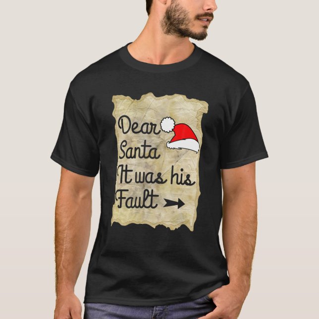 Camiseta Parejas De Navidades Graciosos Querido Papá Noel E (Anverso)