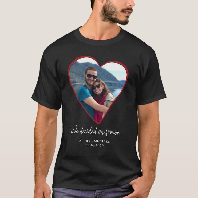 Camiseta Parejas fotografía compromiso corazón personalizad (Anverso)