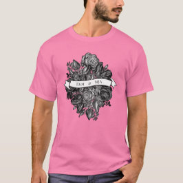 Camiseta Parejas Iniciales Monograma Boda Rosas negros