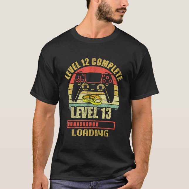Camiseta Parejas Para Él Nivel 12 Boda Completo Anniver (Anverso)