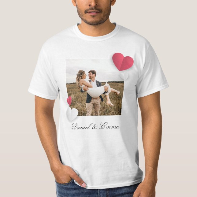 Camiseta Parejas personalizados Nombre de foto Texto person (Anverso)