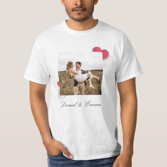 Camiseta Parejas personalizados Nombre de foto Texto person (Anverso)