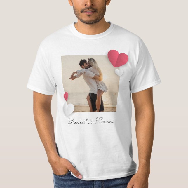 Camiseta Parejas personalizados Nombre de foto Texto person (Anverso)