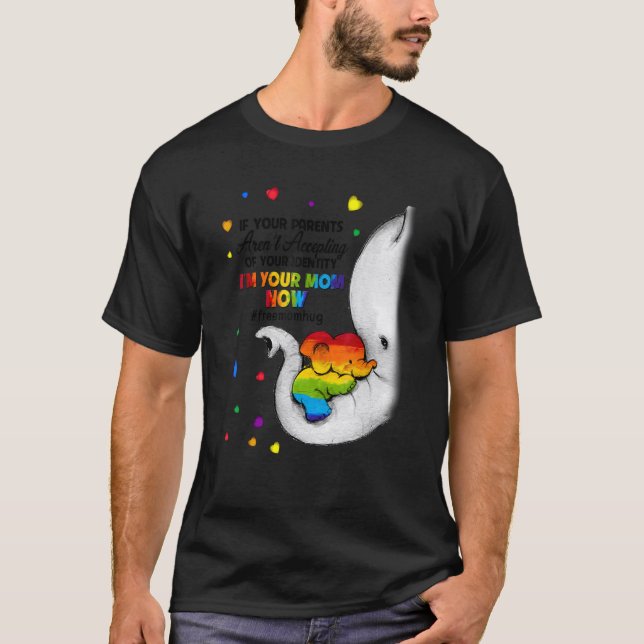 Camiseta Parents Accepting Im Your Mom Now Elephant LGBTQ G (Anverso)