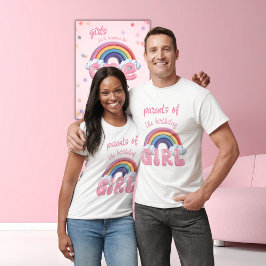 Camiseta Parents Birthday Girl Rainbow First Birthday