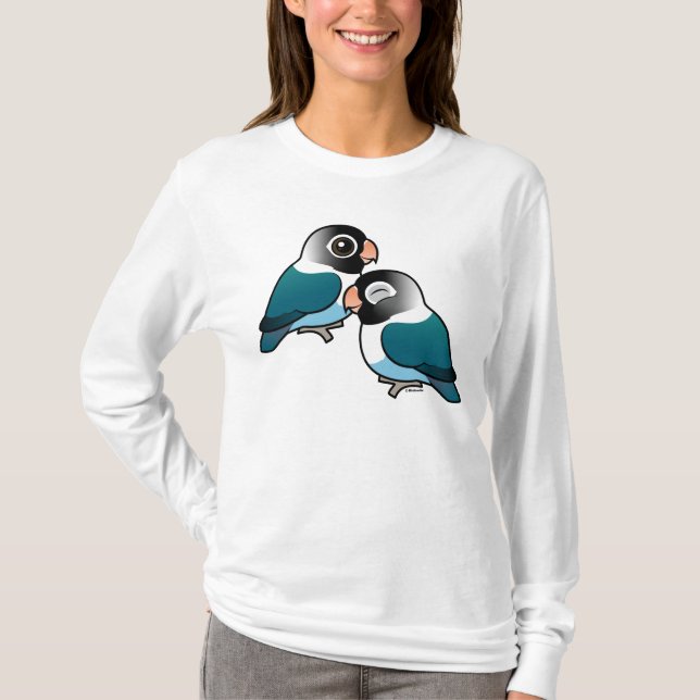 Camiseta Pares adorables enmascarados azul del Lovebird (Anverso)
