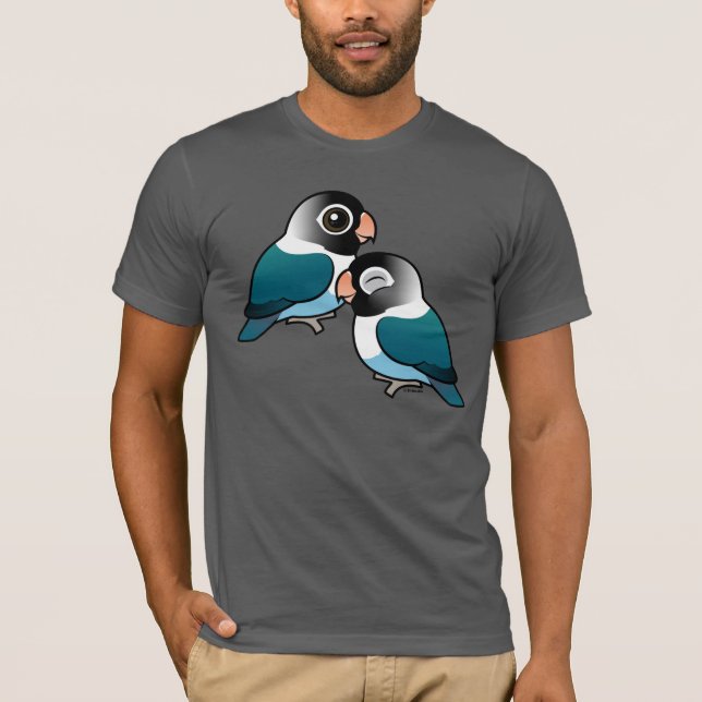 Camiseta Pares adorables enmascarados azul del Lovebird (Anverso)