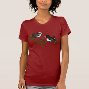 Camiseta Pares del pájaro del Rosa-breasted