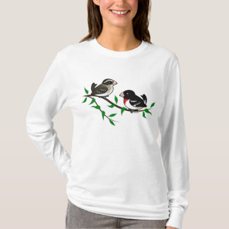 Camiseta Pares del pájaro del Rosa-breasted