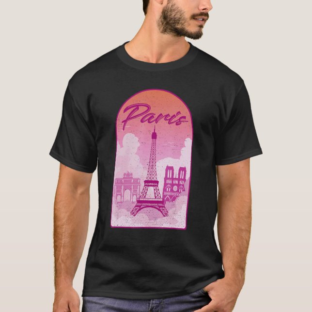 Camiseta Paris Bandera Francesa Torre Eiffel Espacio de rec (Anverso)