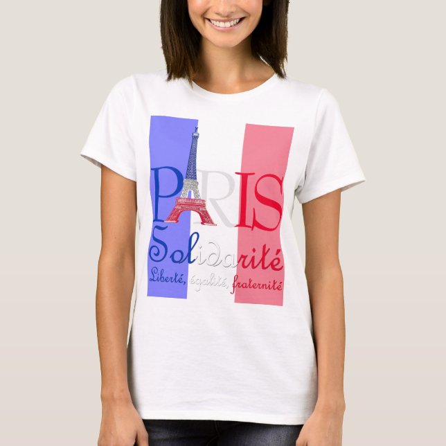 Camiseta París Bandera Francesa Torre Eiffel Solidaridad Li (Anverso)