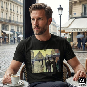 Camiseta París, calle lluviosa de Gustave Caillebotte