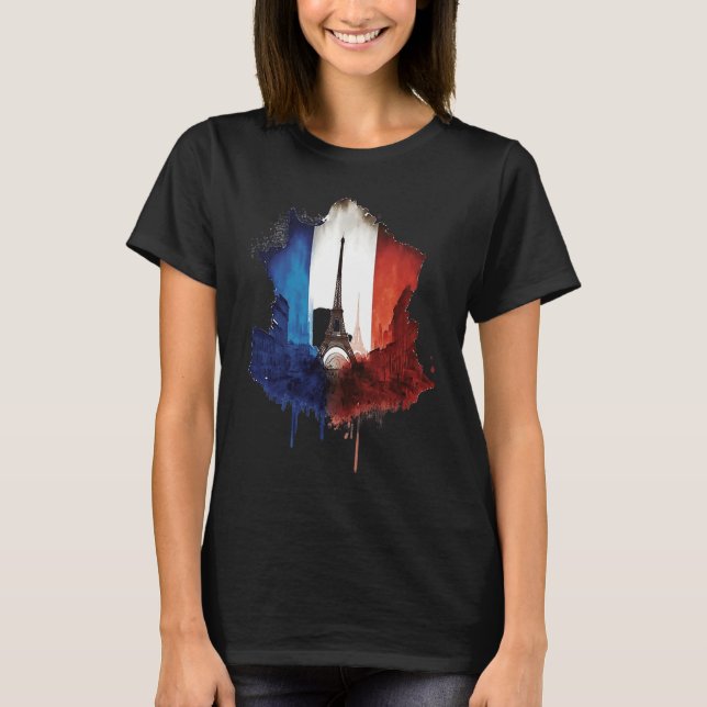 Camiseta Paris City Illustration With Eiffel Tower French F (Anverso)