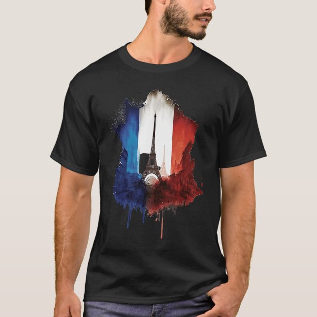 Camiseta Paris City Illustration With Eiffel Tower French F (Anverso)
