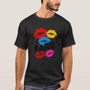 Camiseta París Colorido diseño gráfico de los labios de bes