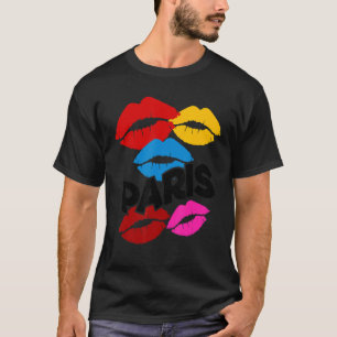 Camiseta París Colorido diseño gráfico de los labios de bes