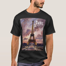 Camiseta Paris Eiffel Tower Twilight Watercolor Custom Text