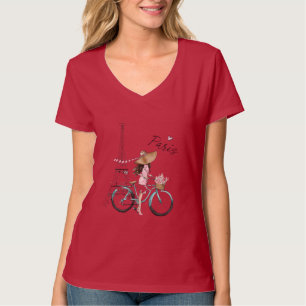 Camiseta París en Flor Pedaleando a Través de lo Chic de Pa