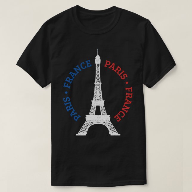 Camiseta Paris France Torre Eiffel Bandera Francesa Souveni (Diseño del anverso)