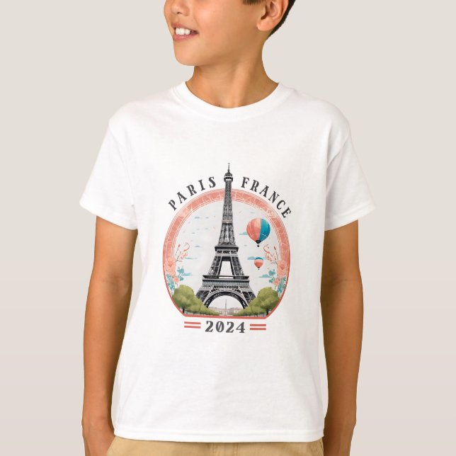 Camiseta Paris Francia 2024 Kids T-Shirt, París Francia 202 (Anverso)