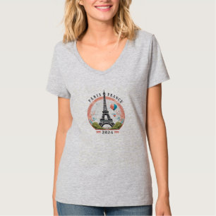 Camiseta Paris Francia 2024 Women's V-Neck Tees, París