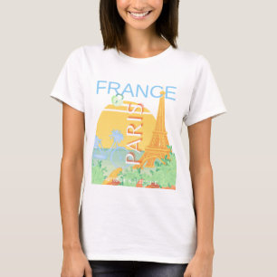Camiseta París, Francia, arte de viajes, Preppy, Pastel, Az